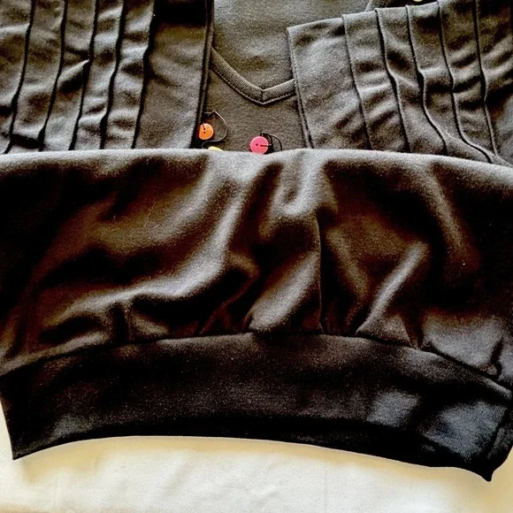 Vtg Bonnie & Bill by Holly 80-90's Black Top Shirt Med Pleated S/S Buttons Retro - Picture 5 of 11